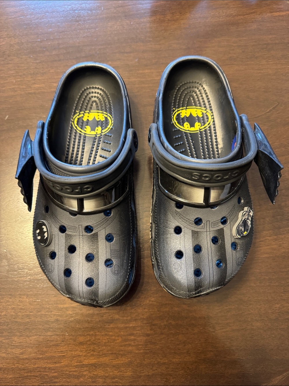 CROCS Black Kids/Men Batman Clog Sandals with Yellow Logos